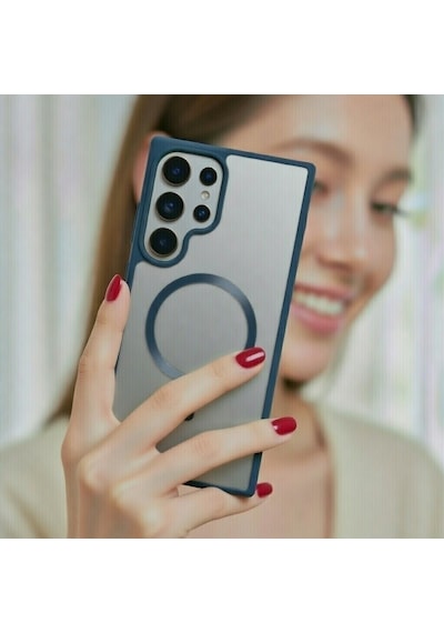 Samsung Uyumlu Galaxy S26 Ultra Kılıf Kablosuz Şarj Mat Arka Yüzey Sio Kapak Telefon Kılıfı Lacivert