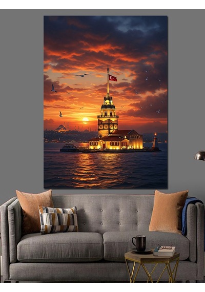 Ahşap Tablo Kız Kulesi Ve Muazzam İstanbul Manzarası