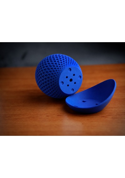 3d Baskı Küre Saksı - Kafes Dokulu İki Parçalı Dekoratif Saksı - Mavi-mavi