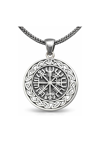 Gümüş Vegvisir Viking Pusulası Erkek Kolye