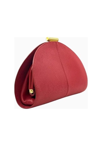 Studio Amelia Studıo Amelıa Zamora Kırmızı Saffiano Deri, Altın Detaylı Zarif Kadın Clutch Çanta