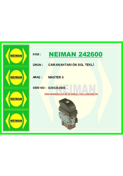 Cam - 633 - Anahtarı Ön Sol Tekli - Drnds - Master Iı