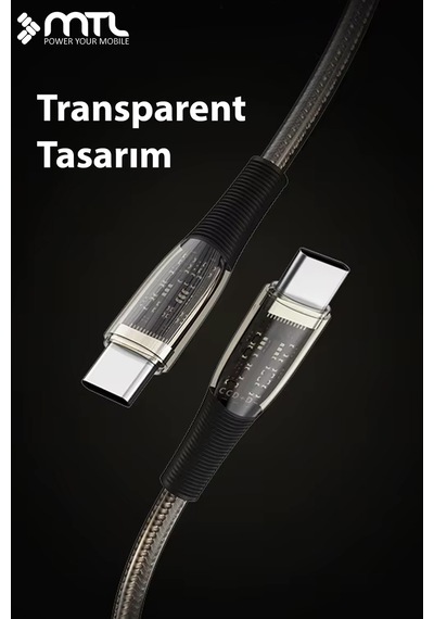 65w Pd Type-c To Type-c Hasır Örgülü Hızlı Şarj Ve Data Kablosu 1 Metre Siyah Mt2152