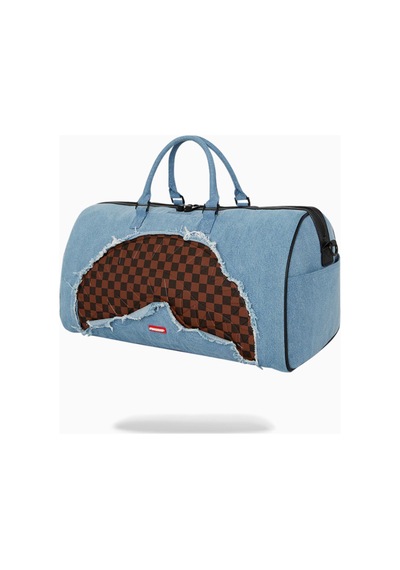 Sprayground Denim Shark Duffle, Lüks Denim Spor Ve Seyahat Çantası El Çantası Mavi
