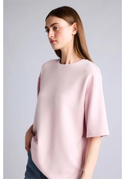 Defacto Oversıze Bisiklet Yaka Basic Modal Kısa Kollu Açık Pembe Tişört G8536ax26sppn38 Pembe-pn38