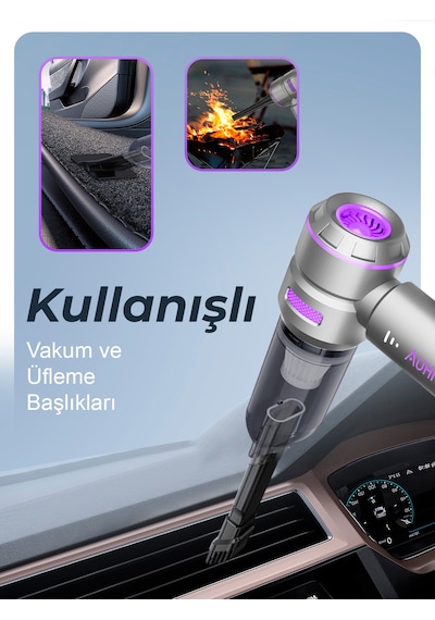 Auhma Ahv-02 20.000PA Kablosuz Taşınabilir Araç İçi Süpürgesi Mor