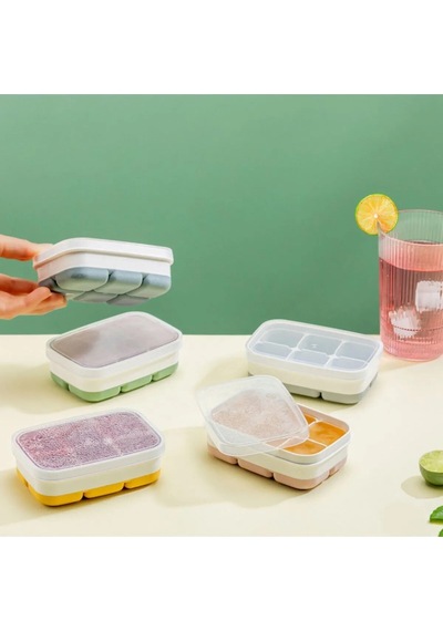 Lüks 3 Lü Yapışmaz Kapaklı Mini Buzluk 6 Bölmeli Ice Box 11,3x7,5x3,7cm Renkli Plastik Diğer