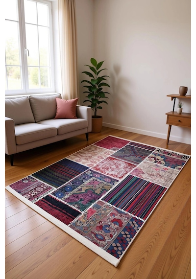 Blghome Dokuma Tabanlı Dijital Baskı Halı Blg3822 Pudra