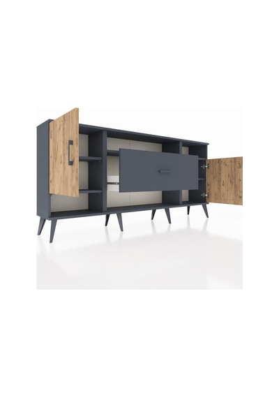 Arges Konsol 5 Raflı Tek Çekmeceli 2 Kapaklı 176x30x83 Antrasit-çam/antrasit Çam/antrasit Arges Konsol 5 Raflı Tek Çekmeceli 2 Kapaklı 176x30x83 Antrasit-çam/antrasit Çam/antrasit