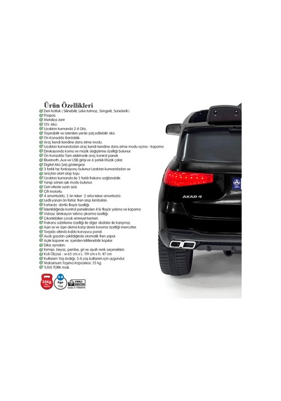 Admire Gt Siyah Uzaktan Kumandalı 4x2 12 Volt Akülü Araba - Rc Audi Akülü Araba Audi Akülü Araç Çok Renkli