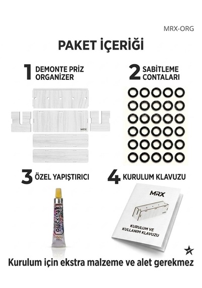 Mrx -org Priz Organizer Kablo Düzenleyici Kutu & Kablo Gizleyici, Dekoratif Beyaz