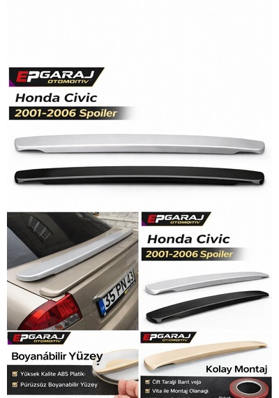 Honda Civic Vtec 2001-2006 Model Uyumlu Arka Bağaj Üstü Spoiler