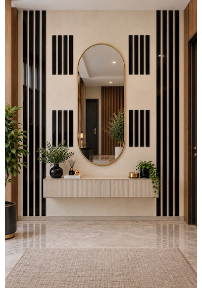 5 Adet Siyah Pleksi Duvar Çıtası 5 X 50 Cm 2,8 Mm Modern İskandinav Dekoratif Duvar Çıtası Parlak Siyah