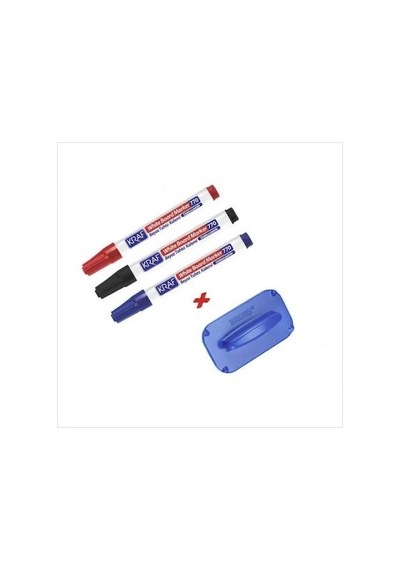 Kraf 770 3 Adet Karışık Renk Tahta Kalemi + Tahta Silgisi Set
