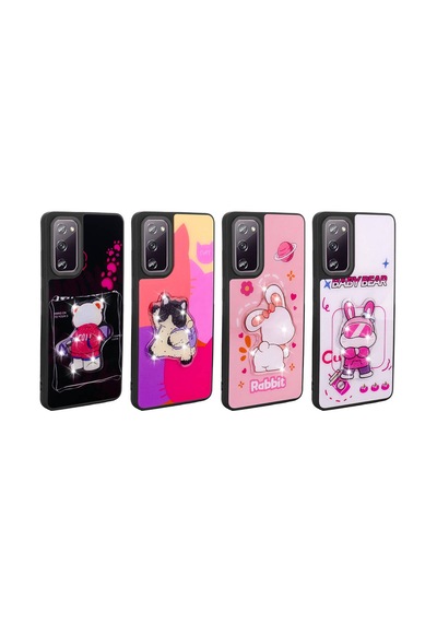 Zore Galaxy S20 Fe Kılıf Parlayan Kabartmalı İkonik Figürlü Ogaa Amas Silikon Kapak - Pembe