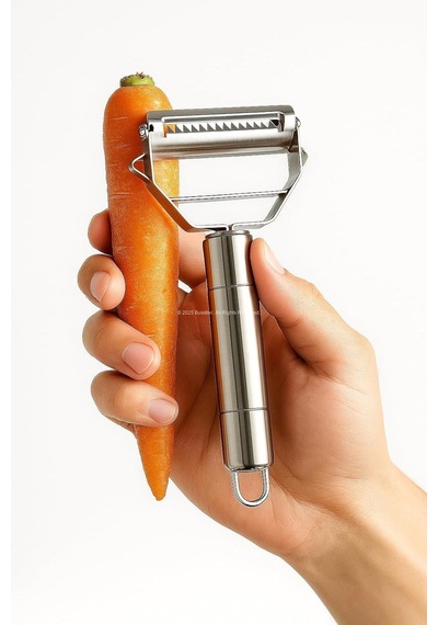 Jumbo Boy Paslanmaz Çelik Turbo Jülyen Sebze Ve Meyve Soyucu Pratik Soyacak Metal Sebze Soyacak 18cm Gümüş