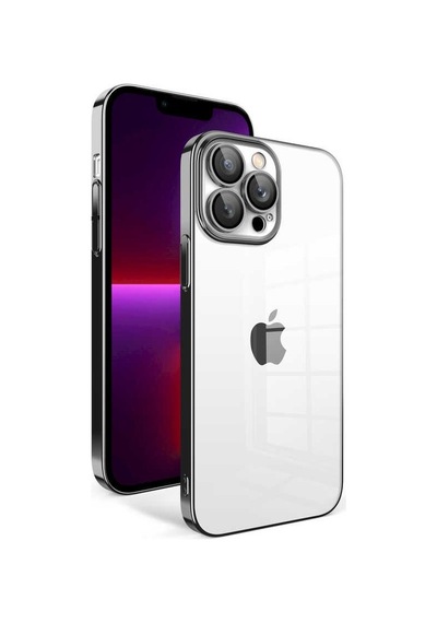 Apple Uyumlu  iPhone 12 Pro ile Kapak Lens Korumalı Arkası Şeffaf Sert Mika Kılıf - Siyah
