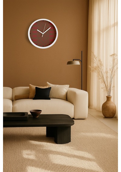 Modern Tasarım Duvar Saati - 25cm - Önü Camlı Beyaz Kasa - Sessiz Mekanizma-jh0600 Beyaz
