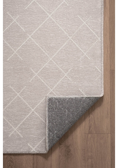 Malta Mlt01g Gri Dekoratif Şönil Kilim Geometrik Desen Yıkanabilir Yumuşak Kaymaz Taban Halı Yolluk