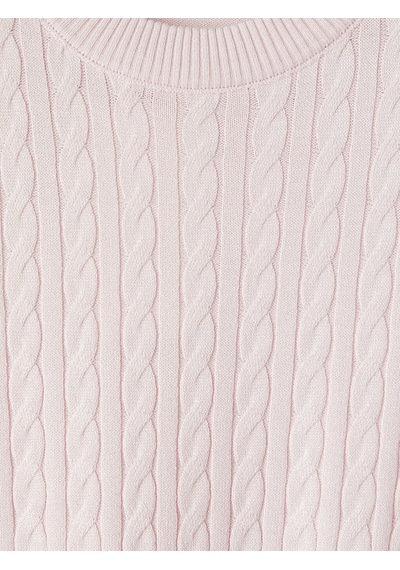 Lcw Modest Pembe Saç Örgüsü Desenli Kadın Triko Kazak