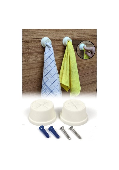 Mutfak Banyo Pratik Silikon Bez Askısı 2 Adetli Set Krem Renk Rd001 Plastik Beyaz Diğer