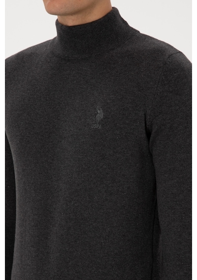 U.S. Polo Assn. Erkek Slim Fit Yarım Boğazlı Antrasit Melanj Basic Kazak 50307783-VR081 U.S. Polo Assn. Erkek Slim Fit Yarım Boğazlı Antrasit Melanj Basic Kazak 50307783-VR081