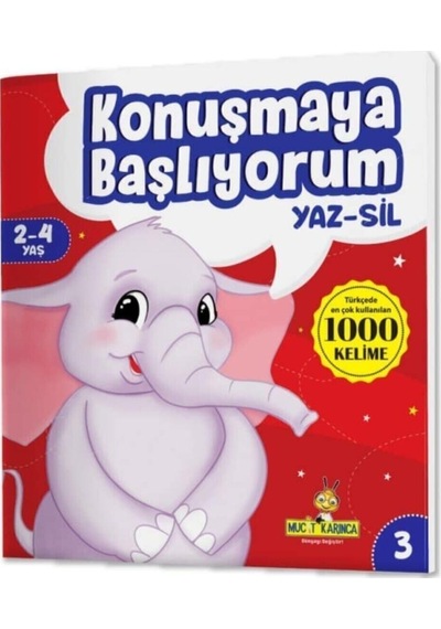 Konuşmaya Başlıyorum Serisi (türkçe'de En Çok Kullanılan 1000 Kelime) (2-4 Yaş) Yaz-Sil Kitaplar