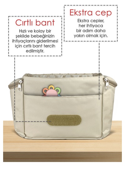 Stylo Stroller Bag Bebek Arabası ve Omuz Çantası X Pro Termos Bölümlü Bej