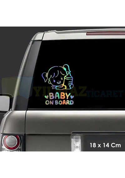 Arabada Kız Bebek Var Baby On Board Hologram Oto Sticker Etiket
