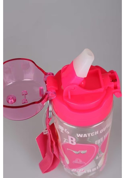 Barbie Suluk / Su Şişesi 500ml Pembe Özel Tritan Malzemeli Suluk Pipetli Çok Renkli