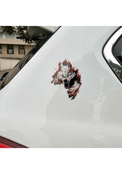 Kızgın Kurt Araba Yapıştırması Sticker 15 Cm 2 Adet