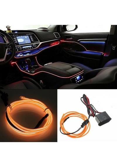 Turuncu Universal İp Neon Led Araç İçi Aydınlatma 12v Led İp Formlu Trim 2 Metre