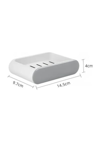 Yapışkanlı Banyo Mutfak Sabunluk Süngerlik Seti, Beyaz, 2&apos Li Set, Duvara Monte, 14.5x9.7x4 Cm 000 Açık Krem