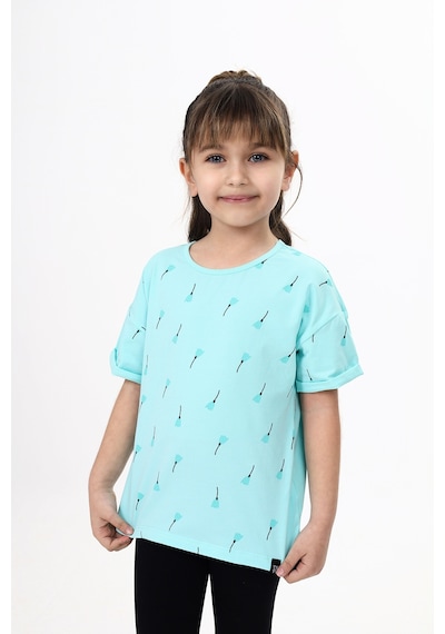 Toontoy Kids Toontoy Kız Çocuk Baskılı Tişört Mint Yeşili