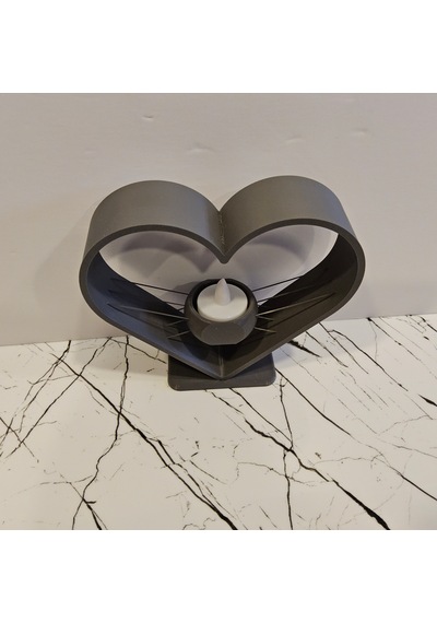 Masa Lambası 3d Baskı Kalpli - Gri-
