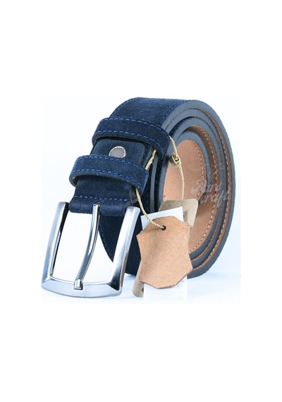 Parscraft Hakiki Süet Deri Erkek Kemer Lacivert 4 Cm