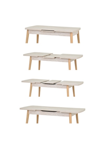 Vilinze Avanos Ahşap Açılır Kapanır Mdf Traverten Mutfak Masası - 70x120+30 Cm