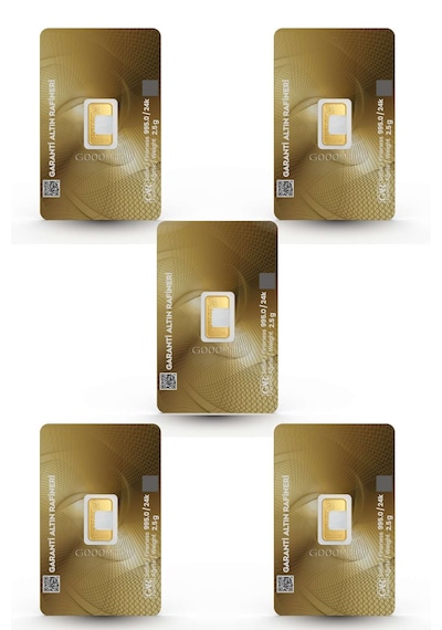 Garanti Gold 2.5 gr Gram Külçe Altın 5 Adet