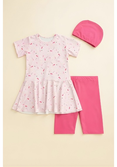 Modanino Kız Çocuk 3'lü Mayo Takımı Tunik Boy Üst+diz Boy Alt Ve Bone 7-16 Yaş 12601b Pembe Modanino Kız Çocuk 3'lü Mayo Takımı Tunik Boy Üst+diz Boy Alt Ve Bone 7-16 Yaş 12601b Pembe