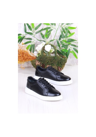 Mehmet Mete 46642 Rahat Hakiki Deri Sneaker Erkek Ayakkabı Siyah  -  Beyaz