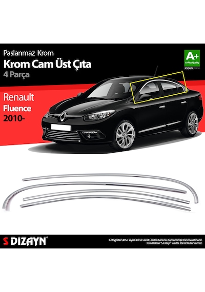 S-dizayn Renault Fluence Krom Cam Üst Çıtası 4 Prç 2010-2016