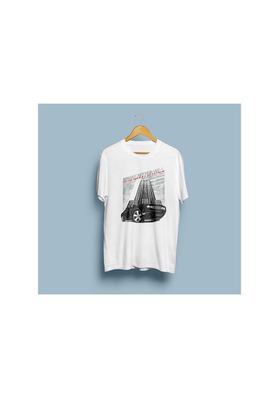 Bahriyeli Collection Oversize Nightmare Muscle Car Tasarım Unisex T-shirt Beyaz