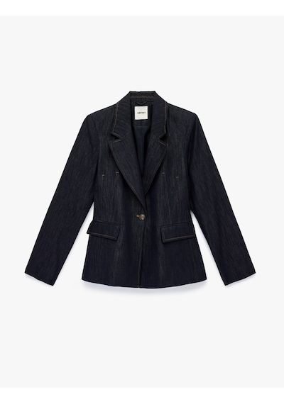 Koton Slim Fit Cepli Uzun Kollu Denim Blazer Ceket Lacivert 6sak50024ew Lacivert