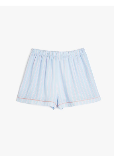 Koton Çizgili Slim Fit Viskon Şort Pijama Altı Mavi Çizgili 5slk80007mw Mavi Çizgili Mavi