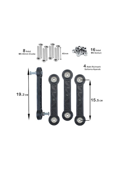 Beşik Sallama Aparatı 15.5 Cm Siyah M6 4 Adet Pk001ay00504 Renkli