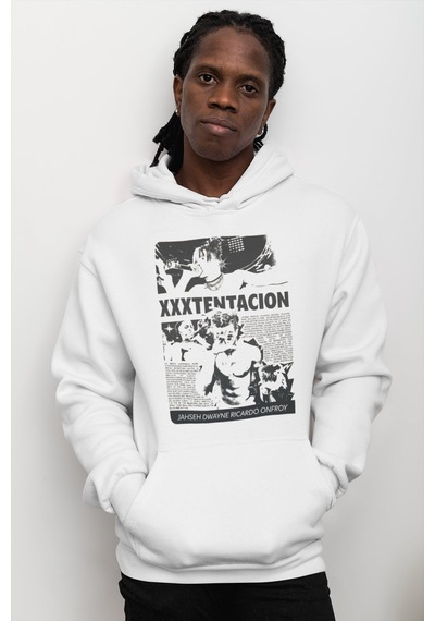 Xxx Tentacion Rapper Baskılı Unisex Oversize Şarkıcı Hoodie beyaz