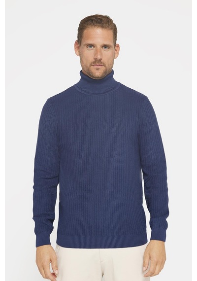 Tudors Slim Fit Tam Boğazlı Tüylenme Yapmayan Erkek Lacivert Kazak-29513 Lacivert