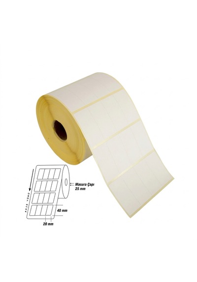 Şeylişeyler - Termal Etiket 40x20mm 4000 Sarım Yanyana 4'lü Barkod Yazıcı Uyumlu 5 Rulo