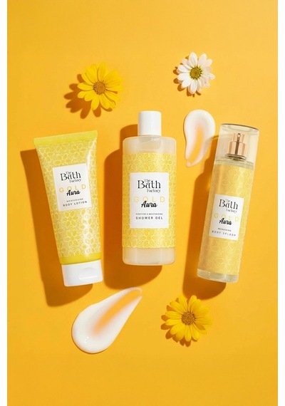The Bath Factory Gold Aura Duş Jeli + Gold Aura Vücut Spreyi + Gold Aura Vücut Losyonu Mistik