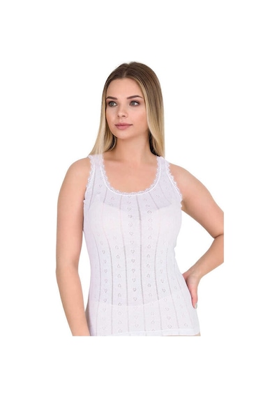 Kit İç Giyim Berrak 8049 2'li %100 Pamuk Kalın Askılı Kadın Atlet Beyaz